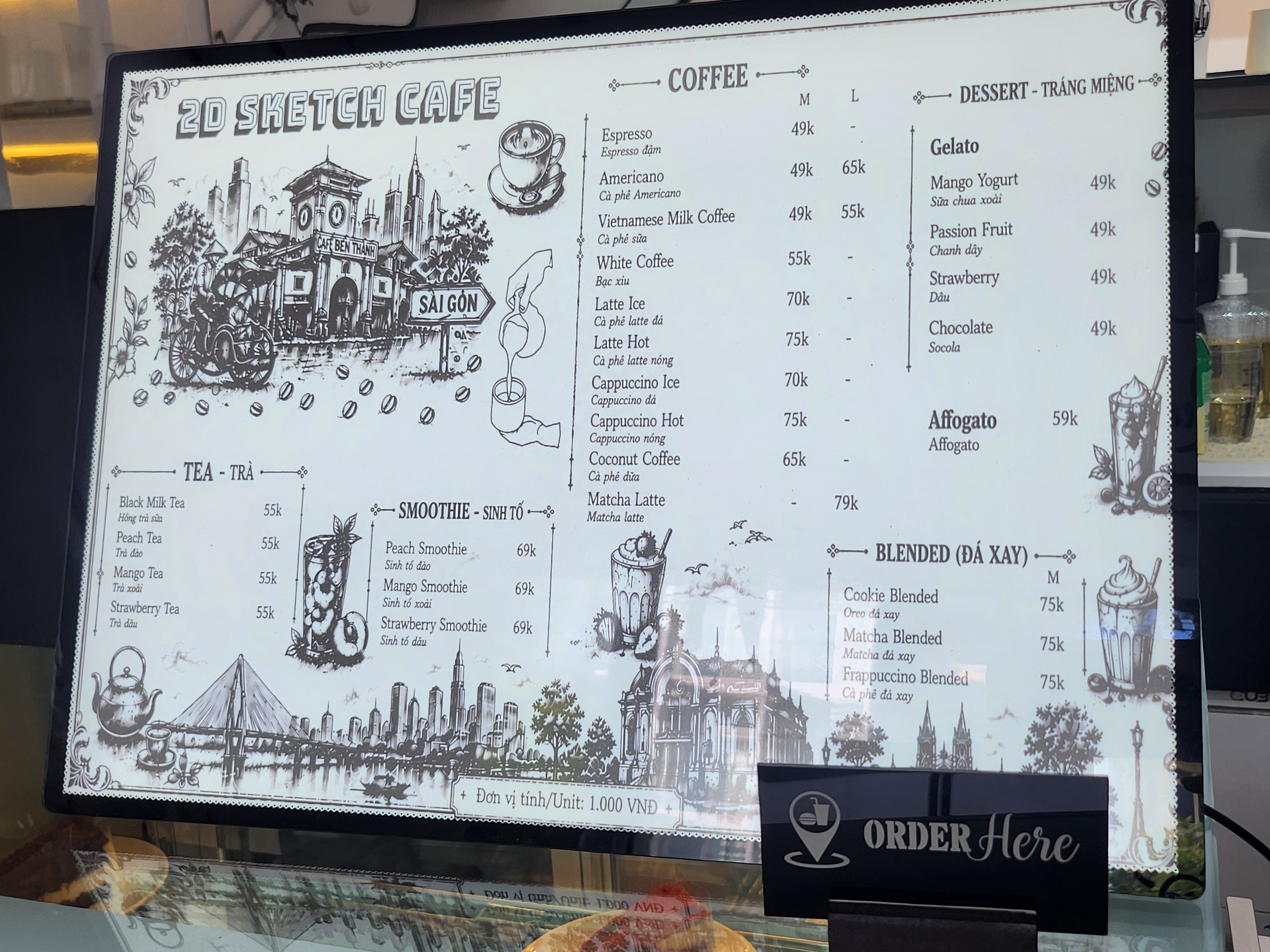 An older menu board