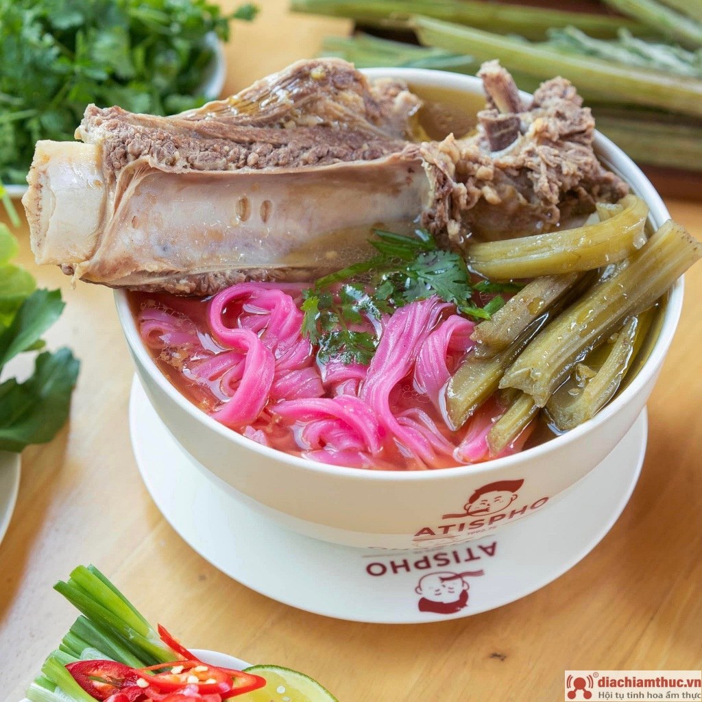 Tô phở bò atiso — thịt bò, sợi hồng, tô hiệu ATISPHO