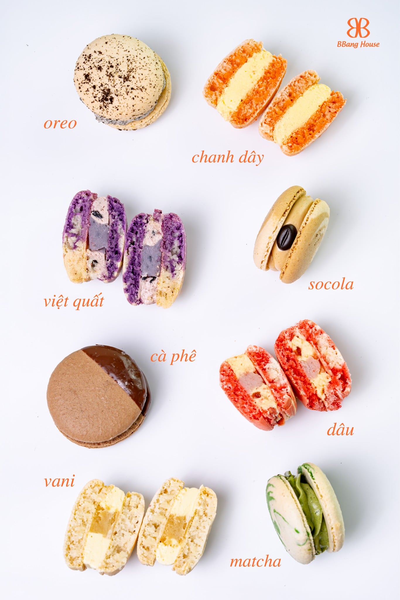 Bảng 8 vị macaron của BBang House