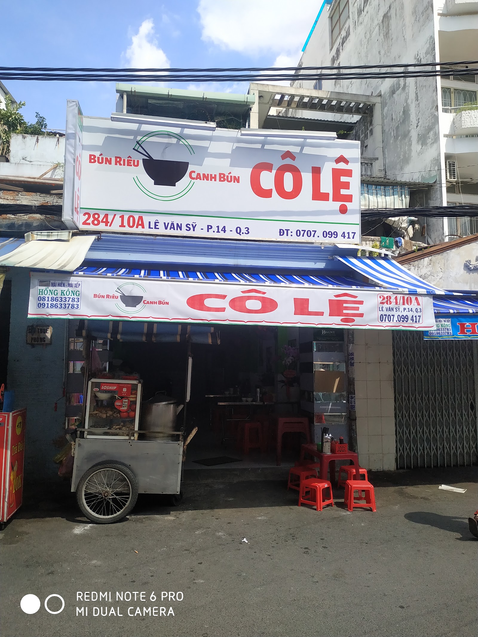 Mặt tiền quán Bún Riêu Cô Lệ trong hẻm 284 (đang chờ đợt chụp ảnh)