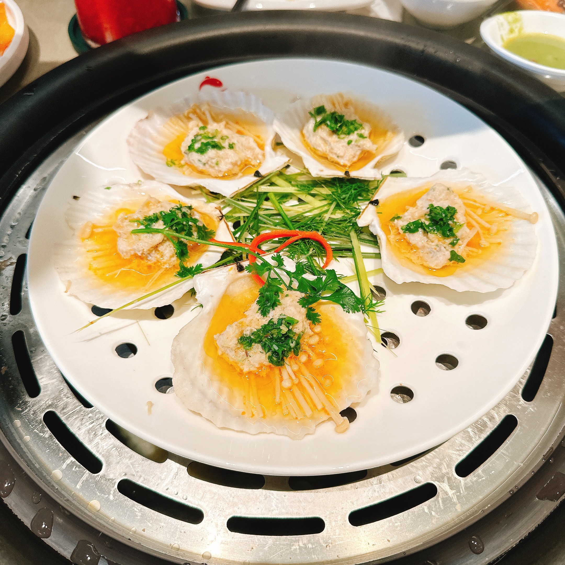 The steamed seafood spread