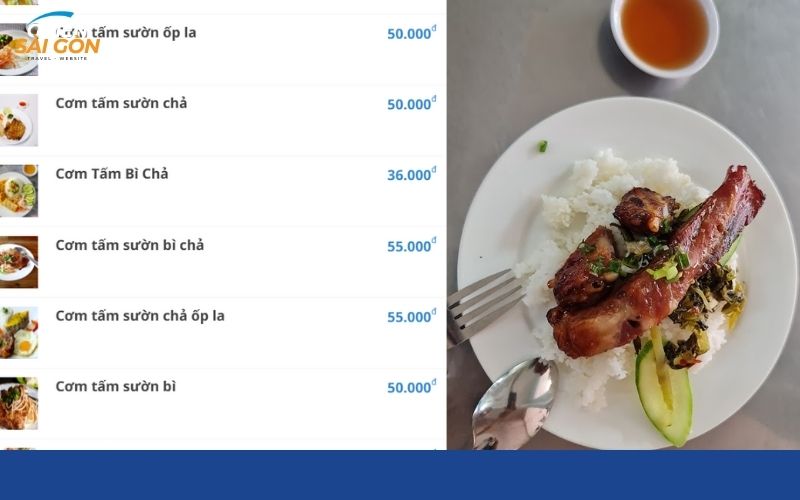 Bếp than và món ăn của Cơm Tấm Ni Mập