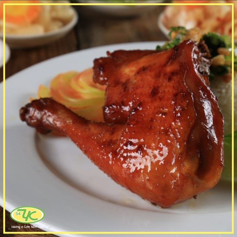 Grilled-drumstick rice plate — golden grilled drumstick