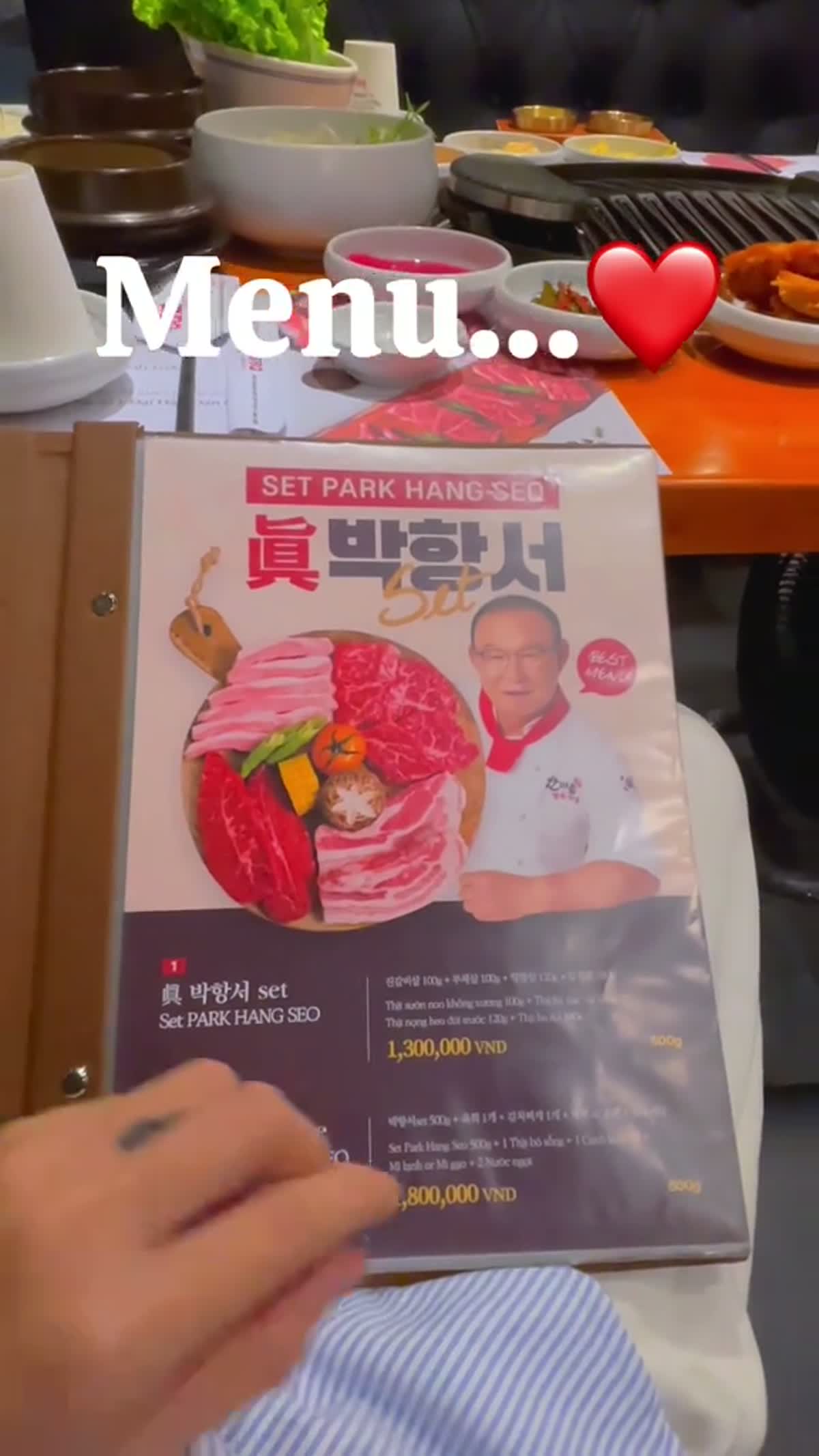 Set Park Hang Seo menu cover with Coach Park Hang Seo's portrait