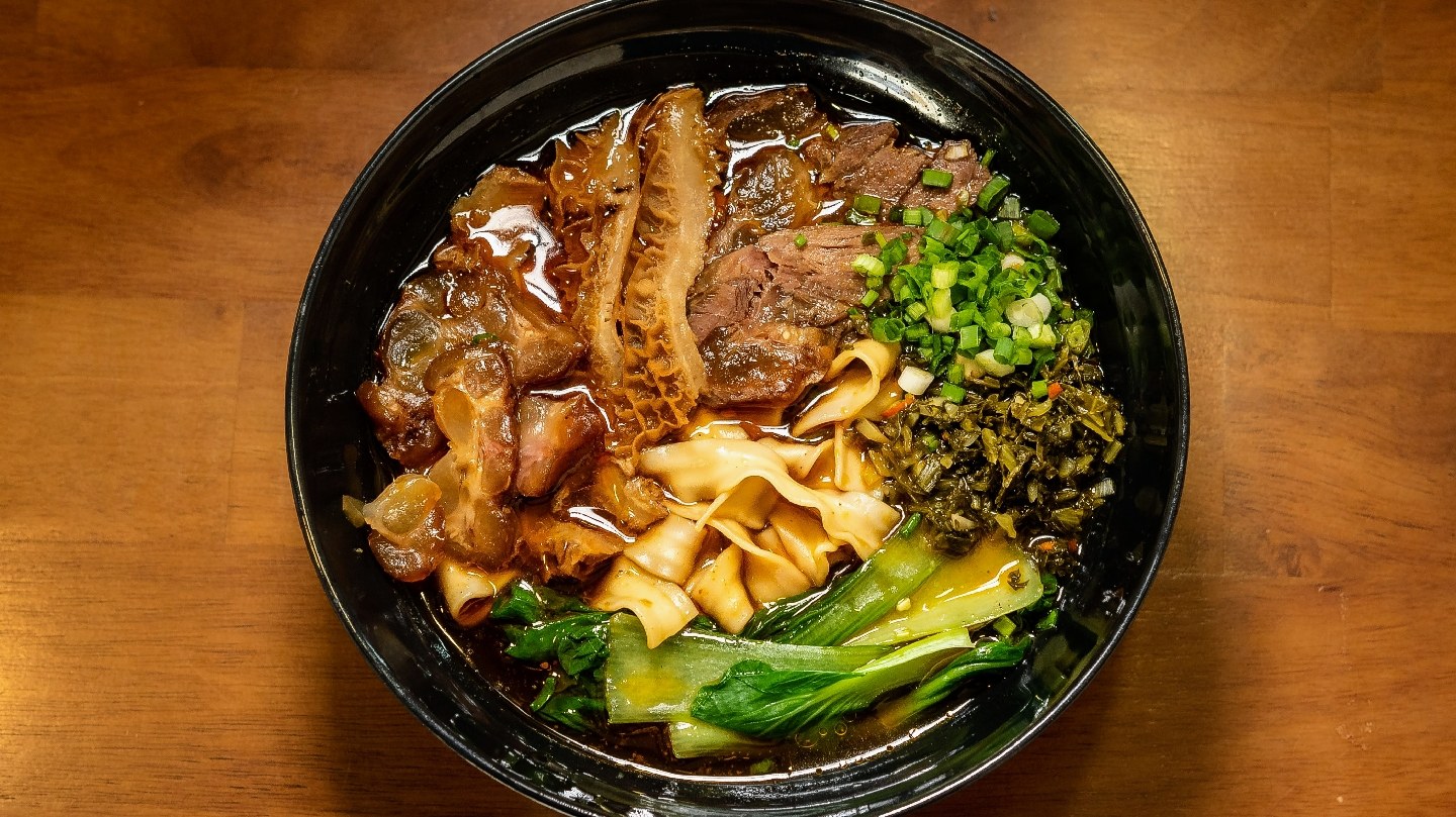A bowl of Jeffrey's braised beef noodles