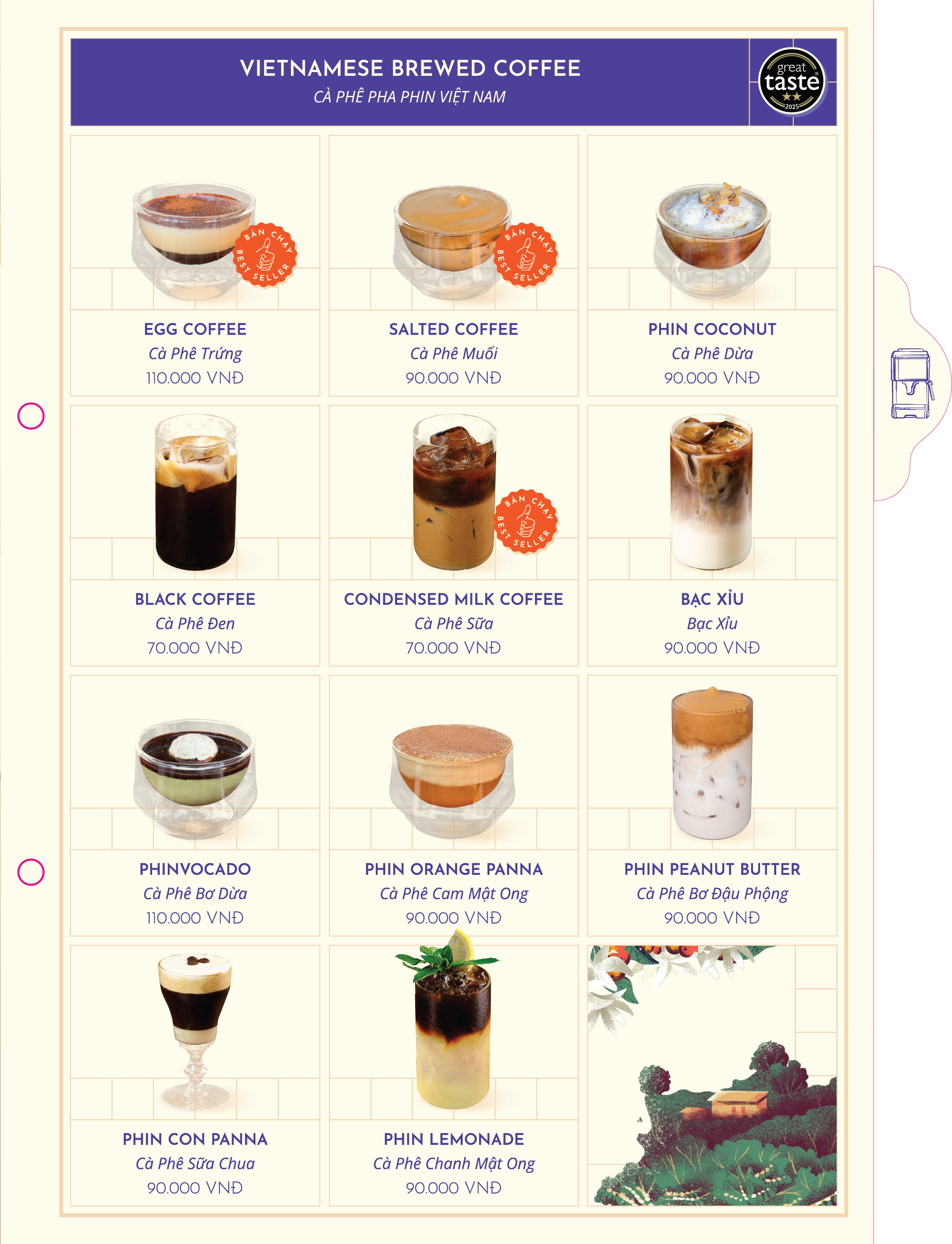 Menu board page 1: Vietnamese brewed coffee