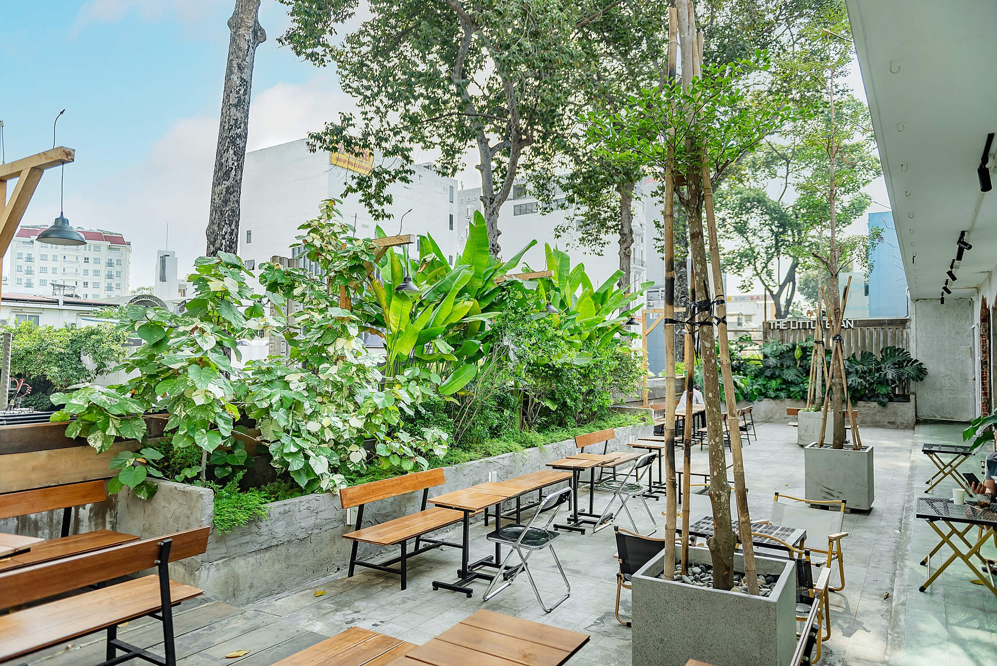 Vườn thượng với chuối và tre