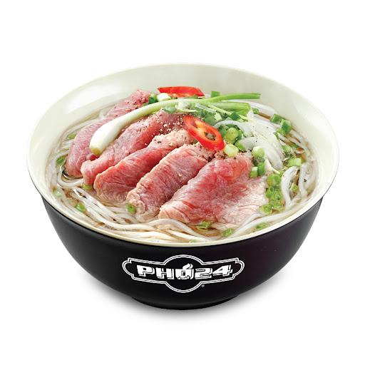 The PHO24 storefront — the lime signboard