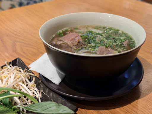 The PHO24 pho bowl — rare beef, clear broth