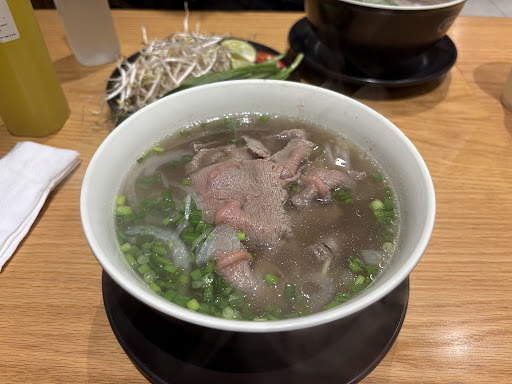 Close-up of rare beef in the bowl