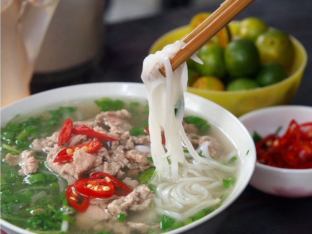 Phở gà and phở chay — the shop’s other two bowls