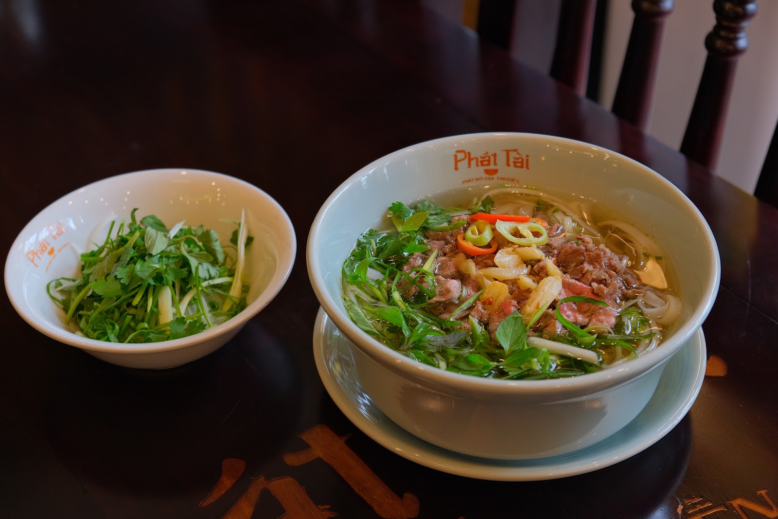 The chicken pho bowl — chicken in clear broth
