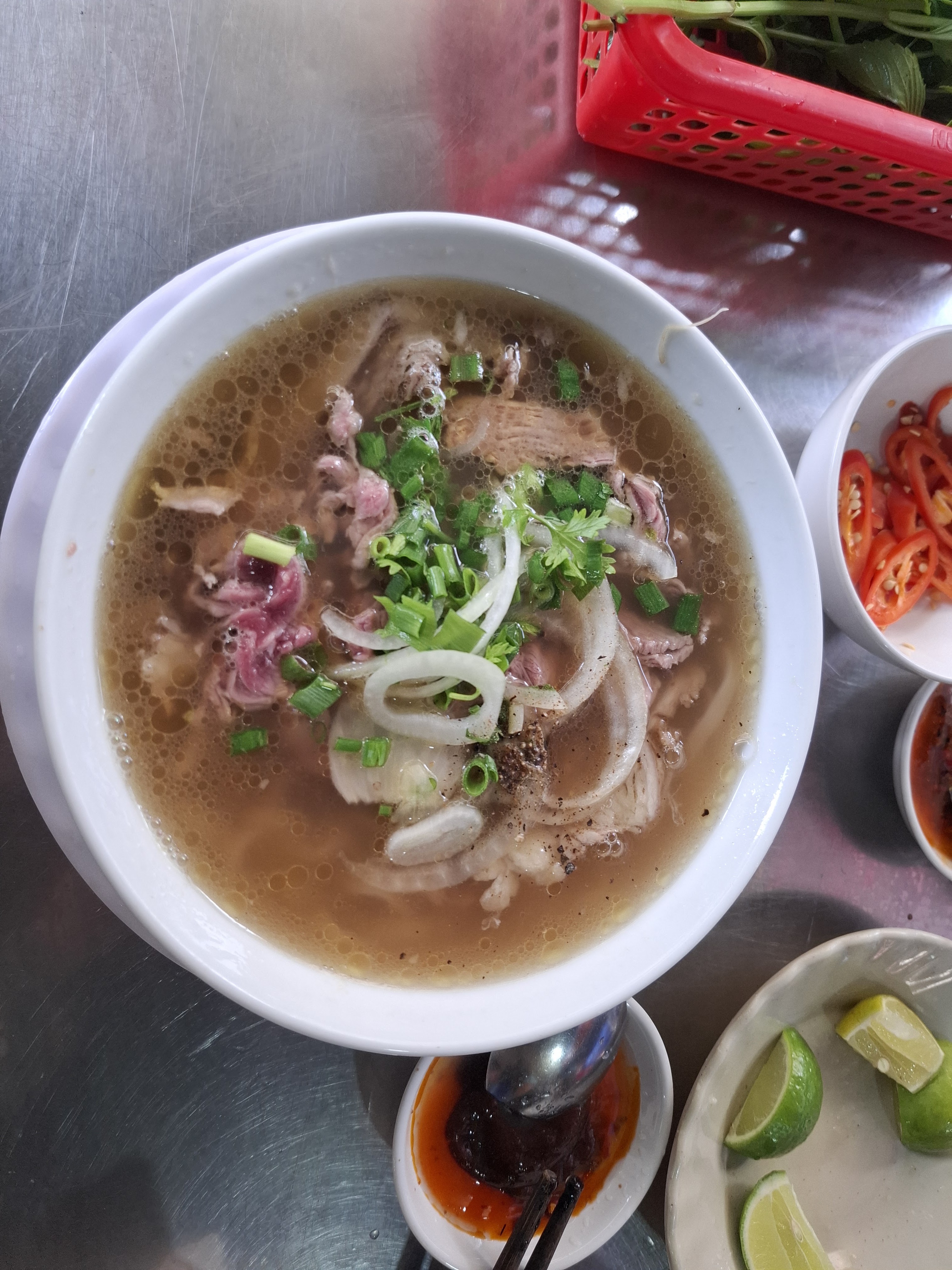 A Phở Phượng bowl from above