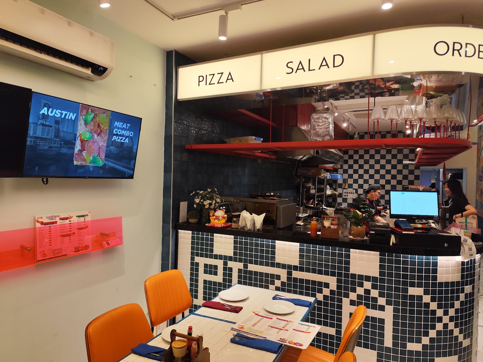 The order counter with mosaic tiles