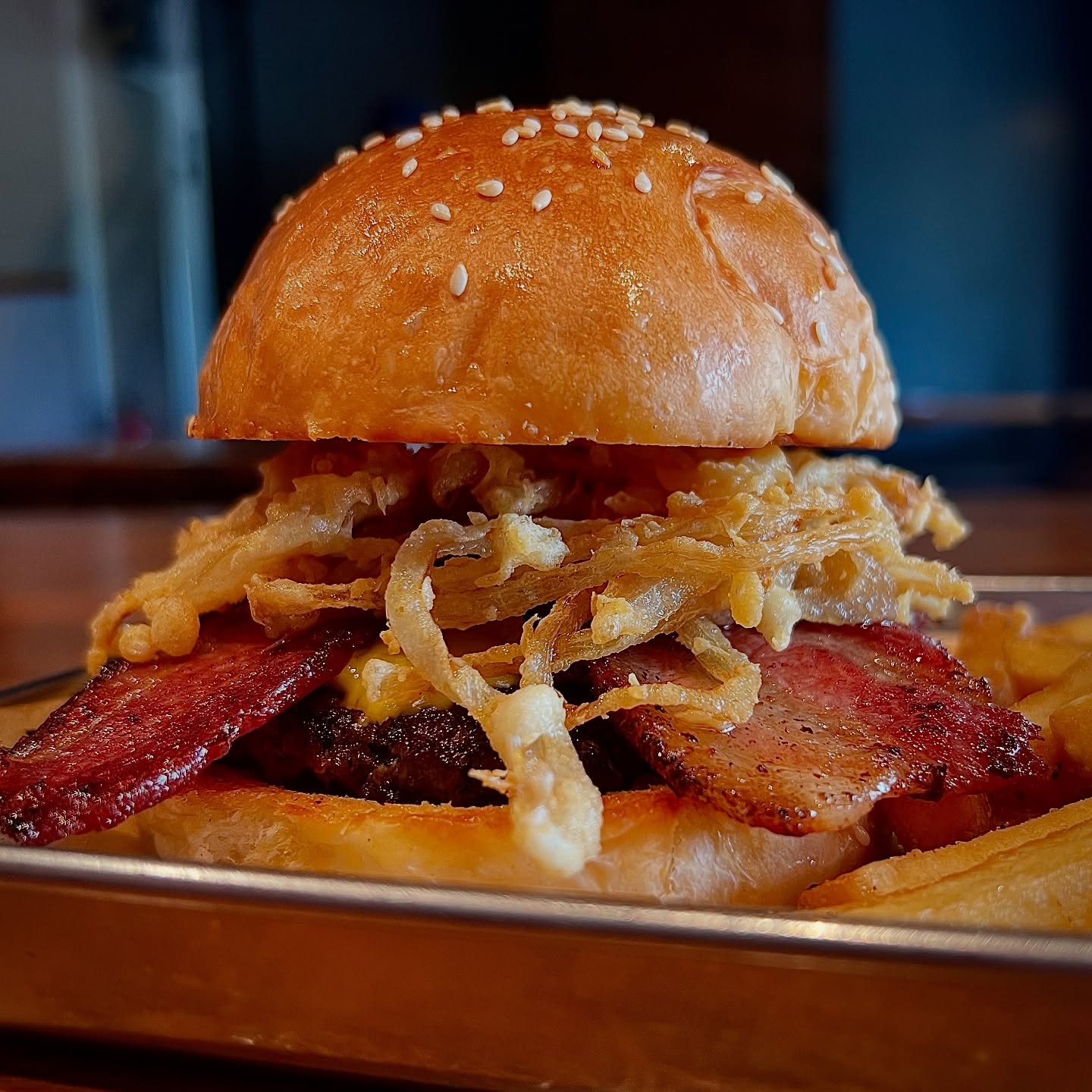Bacon burger, close up