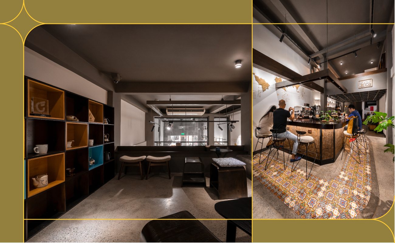 Terracotta-tiled bar
