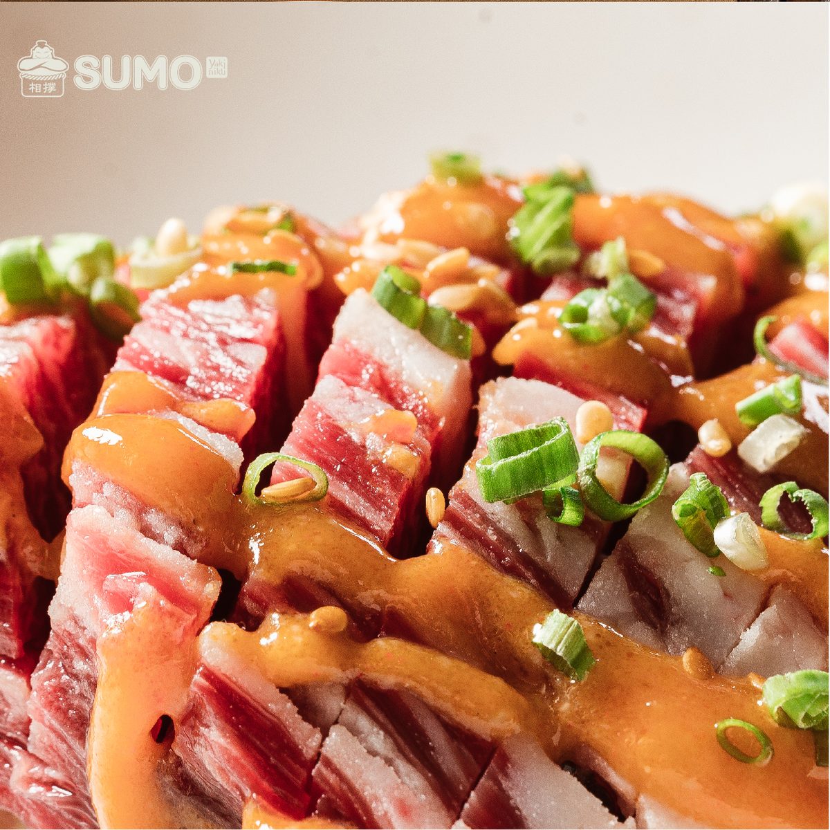 Yakiniku spread on a stone plate