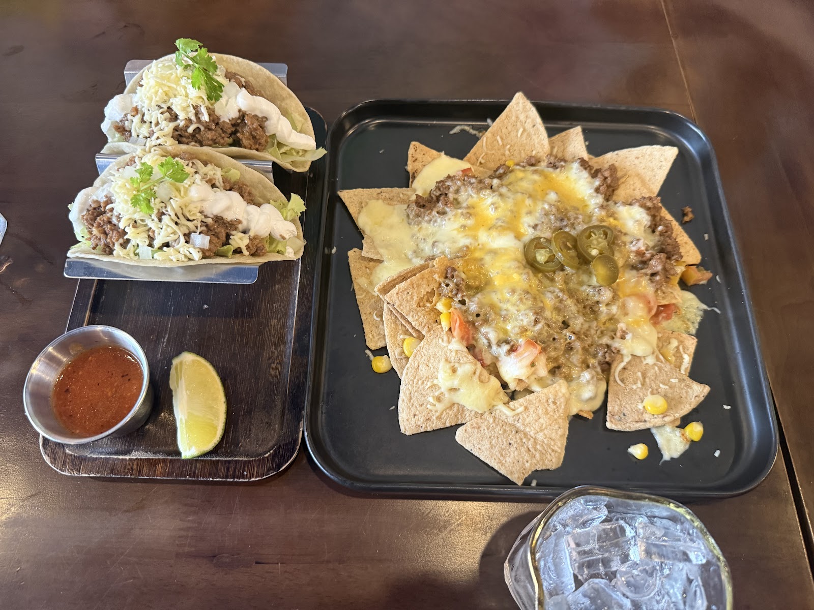 Beef tacos with loaded nachos