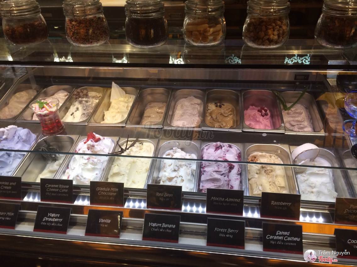 The homemade gelato display case