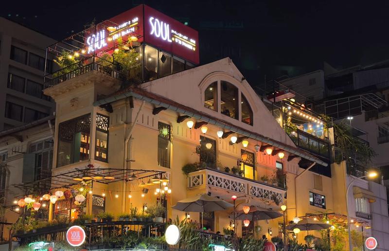 Facade at night
