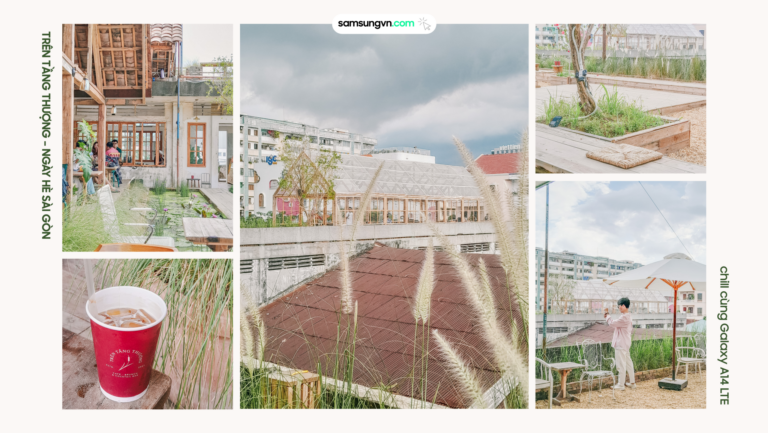 Venue collage: facade, glasshouse, roof tiles